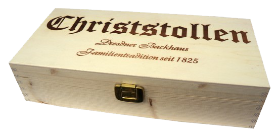 Christstollen aus Dresden in einer dekorativen Holzverpackung