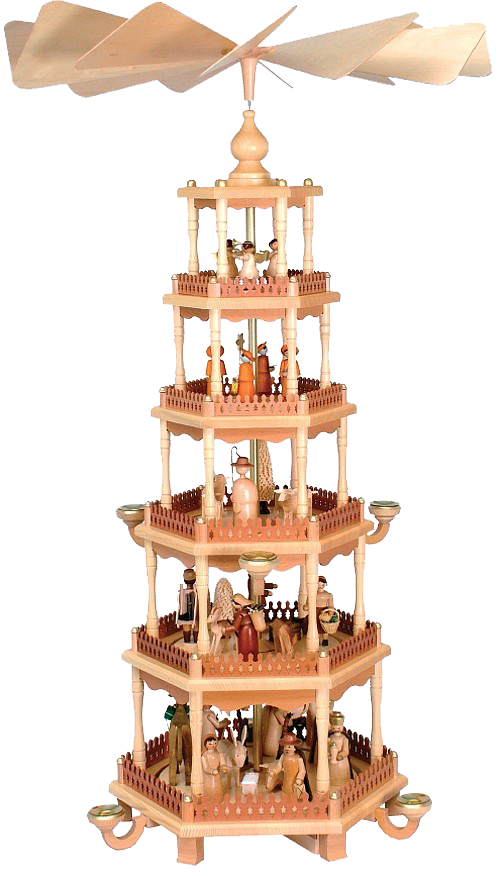 Weihnachtspyramide fünfstöckig natur